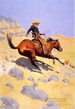 le cow boy 1902 Frederic Remington Amérindiens Peinture à l'huile
